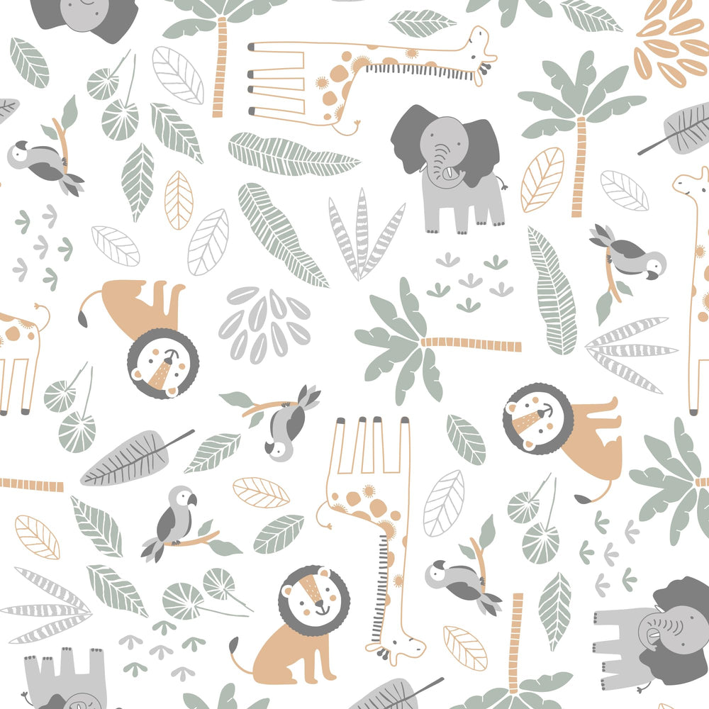 Lambs & Ivy Jungle Friends crib sheet coordinates with Jungle Friends nursery sets for cohesive decor