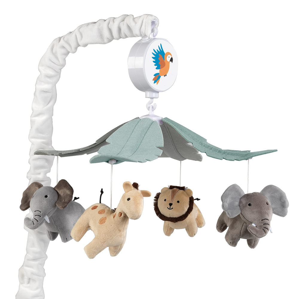 Lambs & Ivy Jungle Friends Mobile with rotating animals for soothing visual stimulation