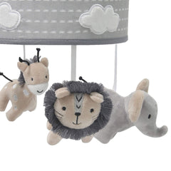 Lambs & Ivy Jungle Safari mobile plays three lullabies to aid soothing.