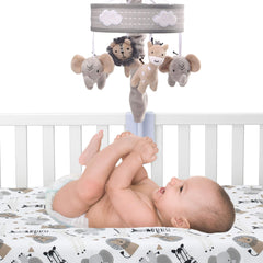 Lambs & Ivy Jungle Safari mobile volume control buttons for easy parent use.