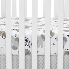Lambs & Ivy Jungle Safari sheet zebra design, durable fit for easy diaper changes.