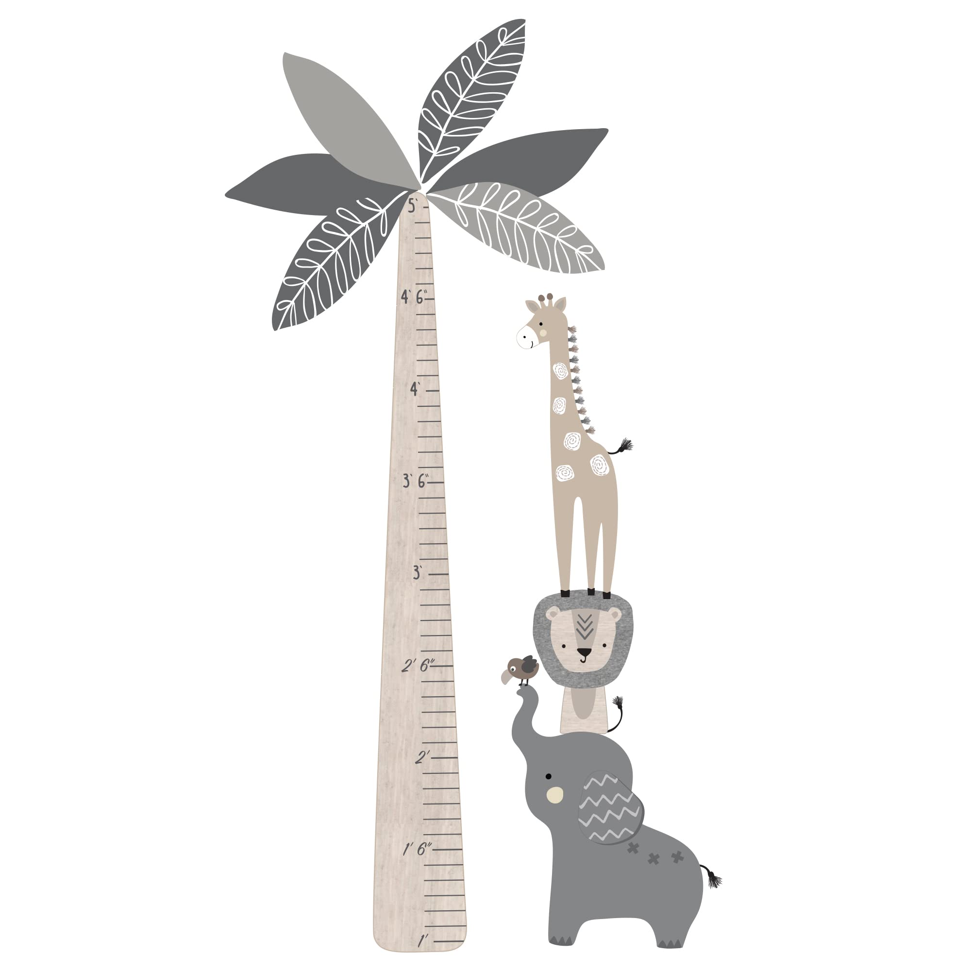 Lambs & Ivy Jungle Safari tree growth chart trunk displays height milestones for kids.
