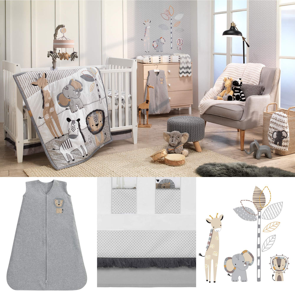 Lambs & Ivy Jungle Safari wall decals set to customize a jungle-themed nursery