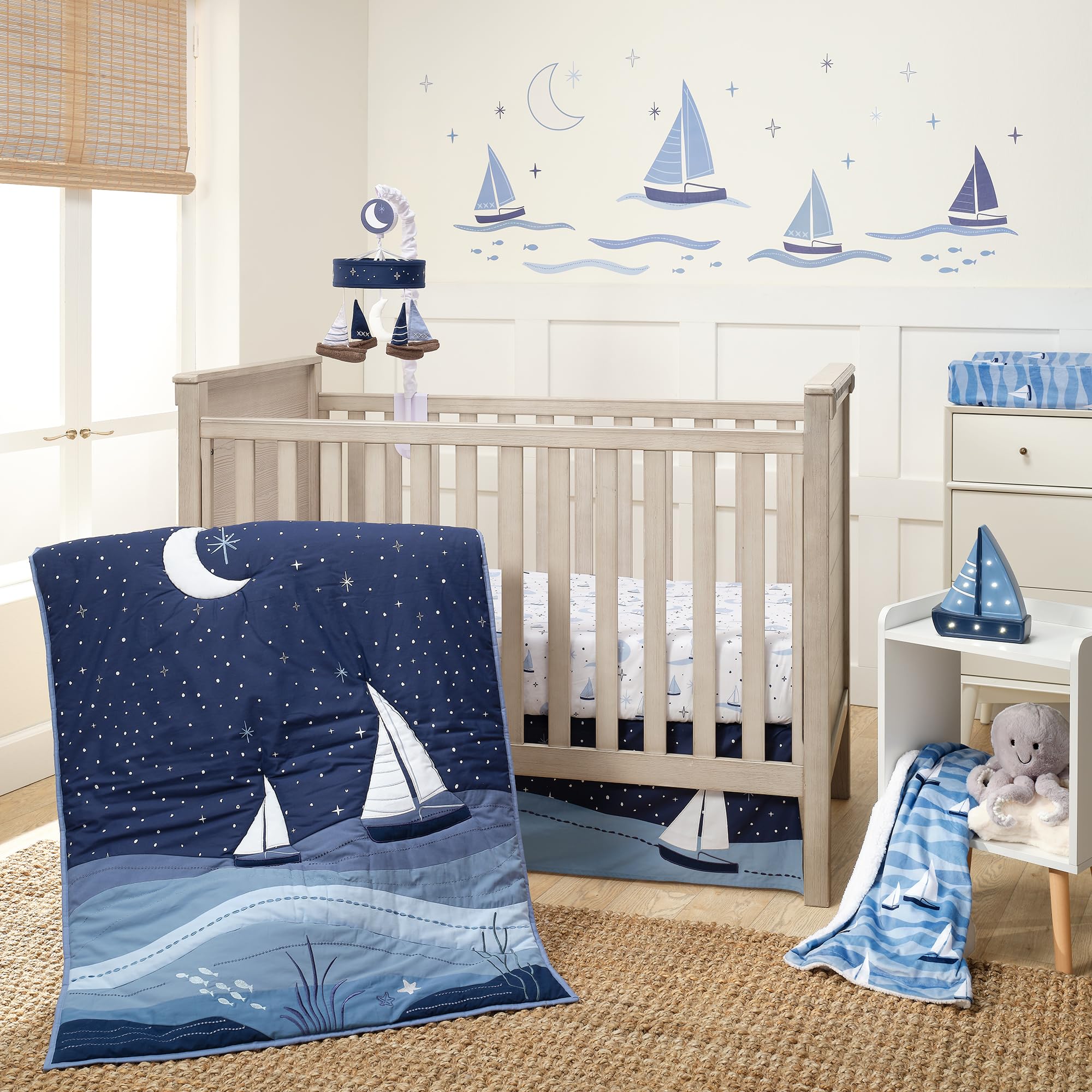 Lambs & Ivy Little Skipper creates a cozy nursery look for crib or toddler bed