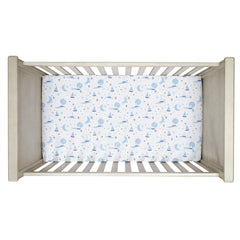 Little Skipper sky blue and navy pattern enhances nautical nursery style