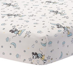 Lambs & Ivy Moonlight patchwork quilt detail highlights sketch-style Mickey poses.