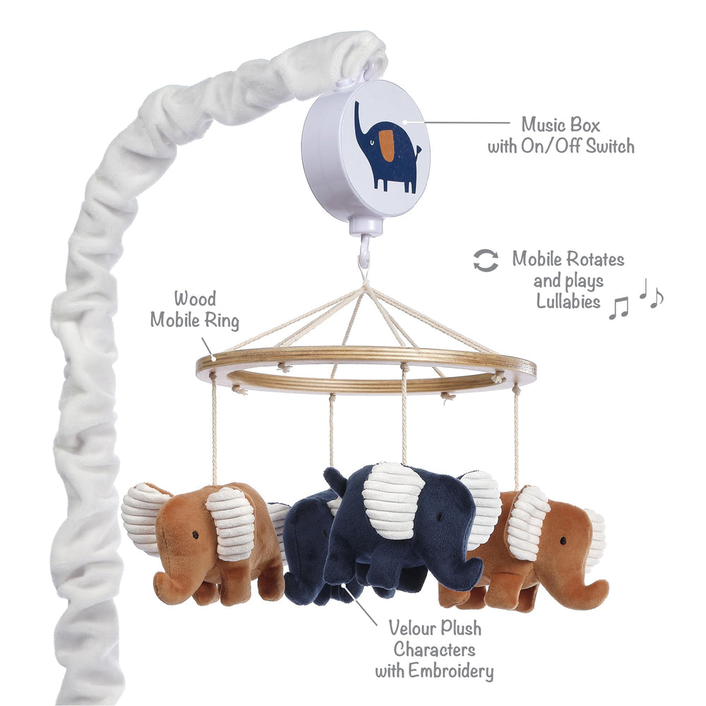 Lambs & Ivy musical mobile offers 20-minute lullabies to soothe baby.
