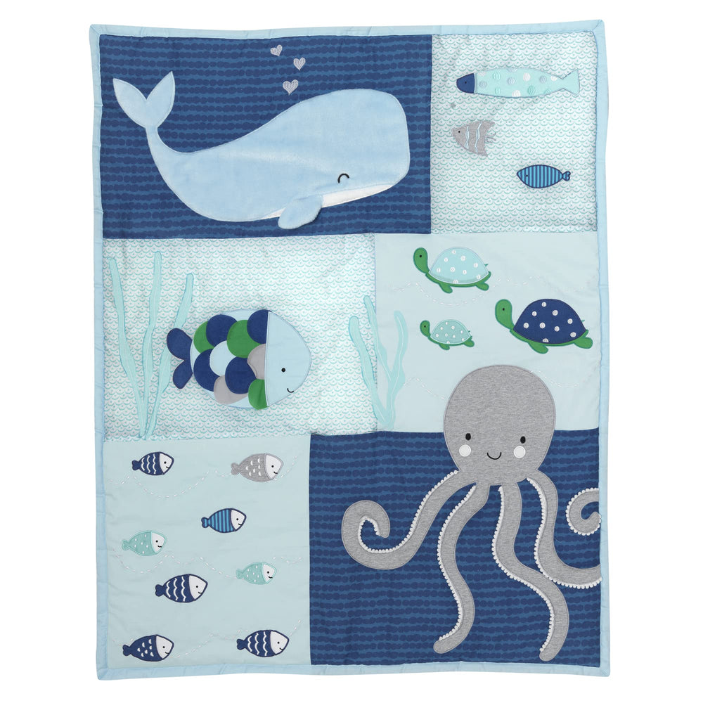 Lambs & Ivy Oceania changing pad cover made of soft cotton for comfortable diaper changes