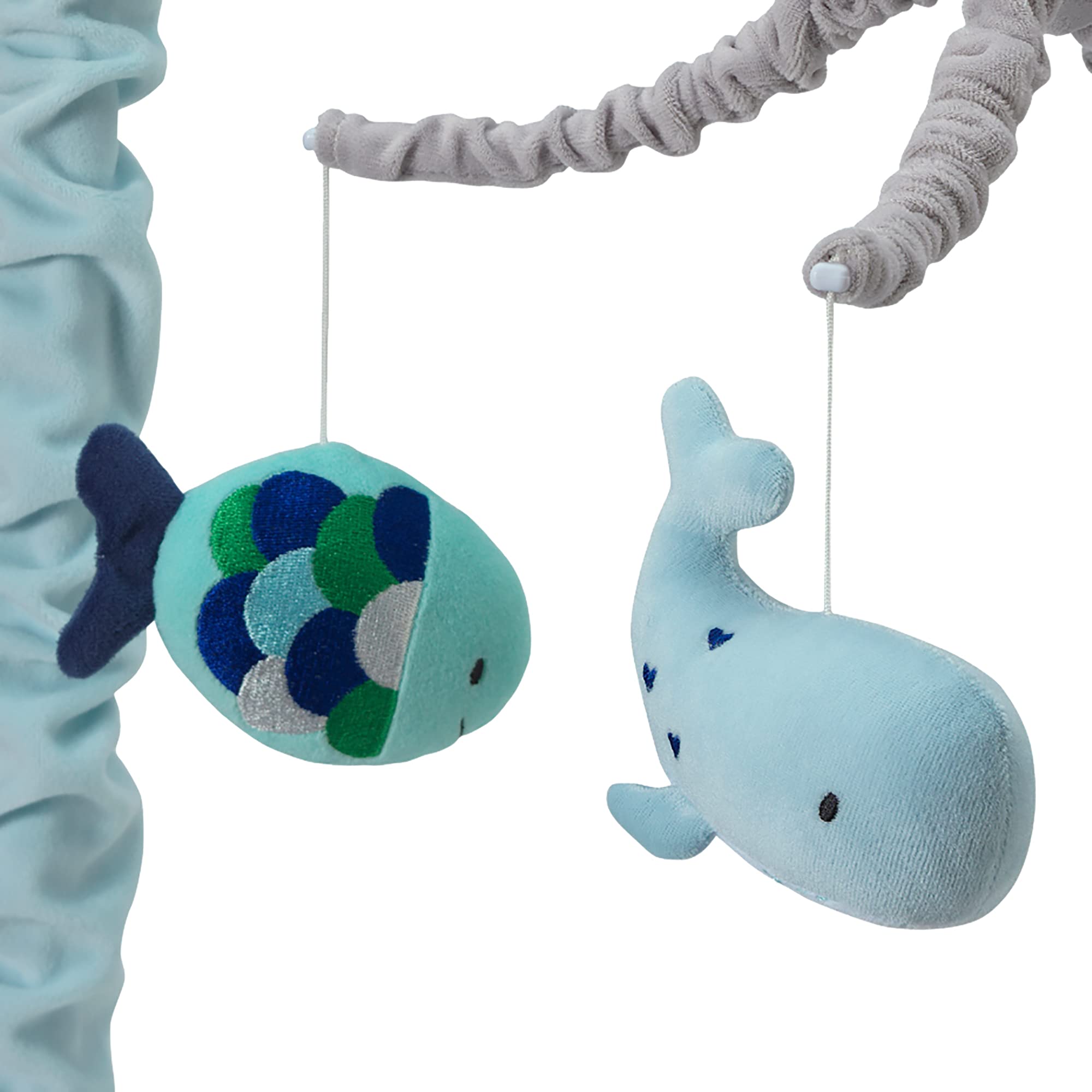 Lambs & Ivy Oceania mobile fish float as gentle music cues.