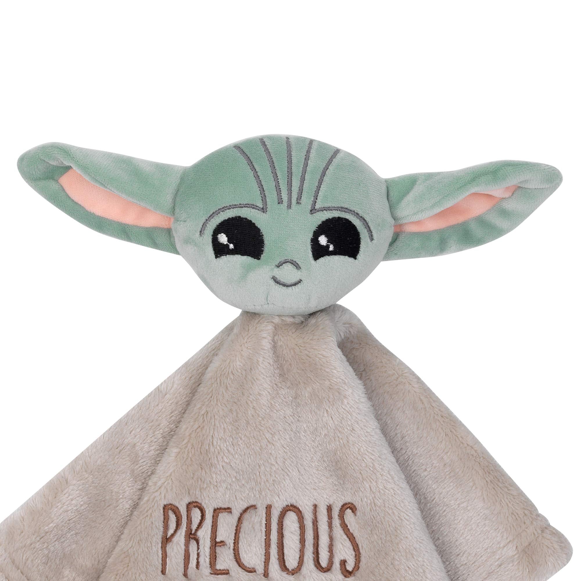 Lambs & Ivy Precious Cargo embroidery on lovey creates a keepsake feel.