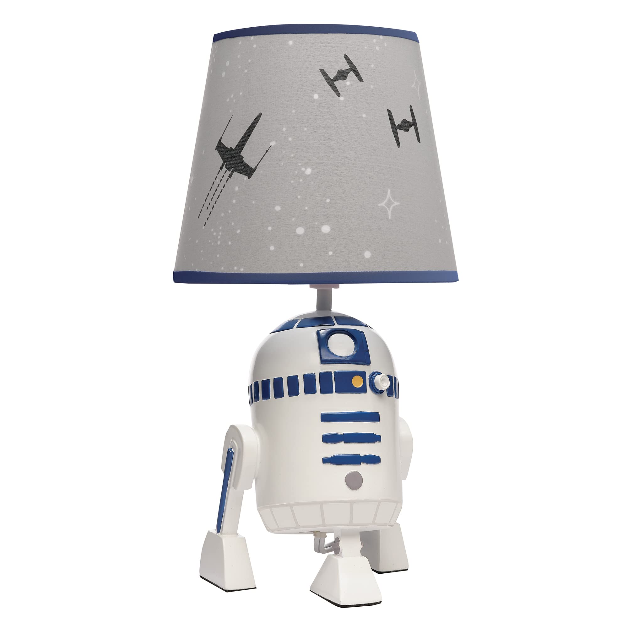 Lambs & Ivy R2-D2 lamp base with hand-painted blue-gray detailing for a playful kid's room