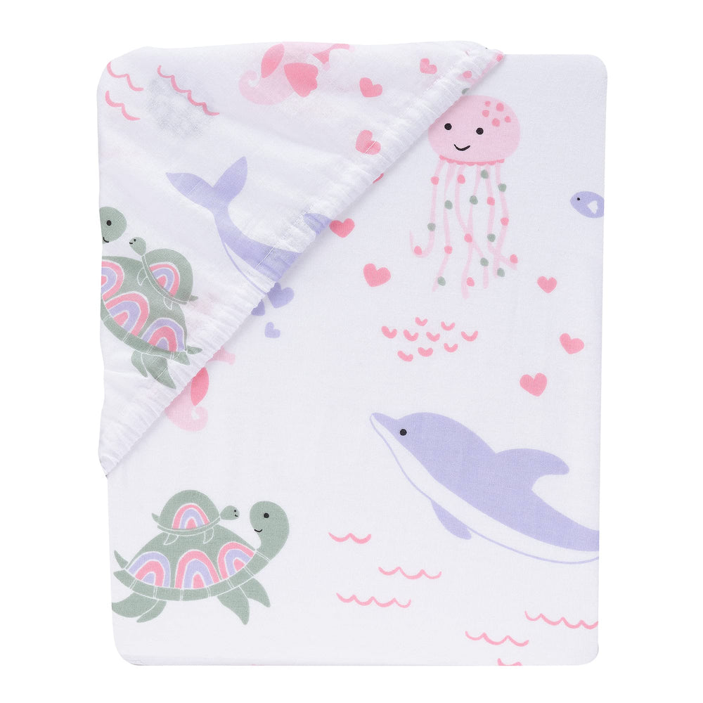 Lambs & Ivy Sea Dreams crib sheet jellyfish pattern aids restful night routine