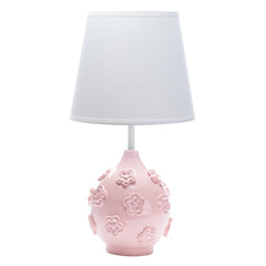 Lambs & Ivy Signature Botanical pink lamp base with sculpted flowers for gentle nursery lighting