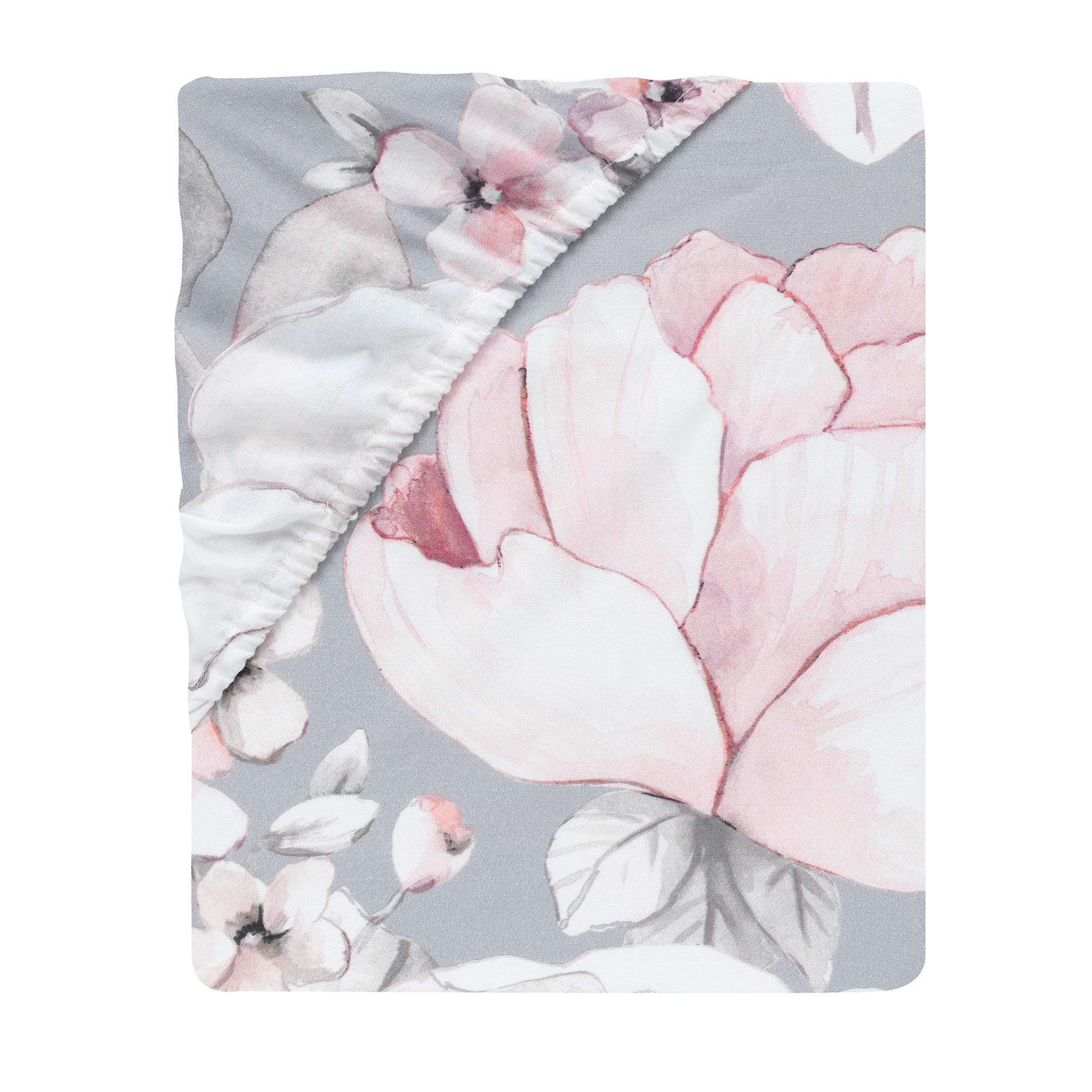 Lambs & Ivy Botanical watercolor floral gray design adds vibrant nursery color.