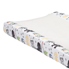 Lambs & Ivy Star Wars cover shows side panels with Yoda and Vader for a playful diaper change