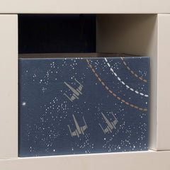 Lambs & Ivy Star Wars Galaxy bin canvas texture highlighting durability and style.