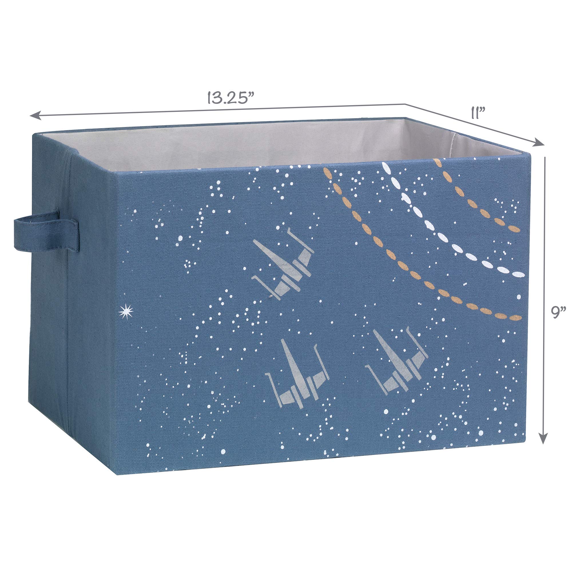 Lambs & Ivy Galaxy bin side-handle view for easy transport and quick access.