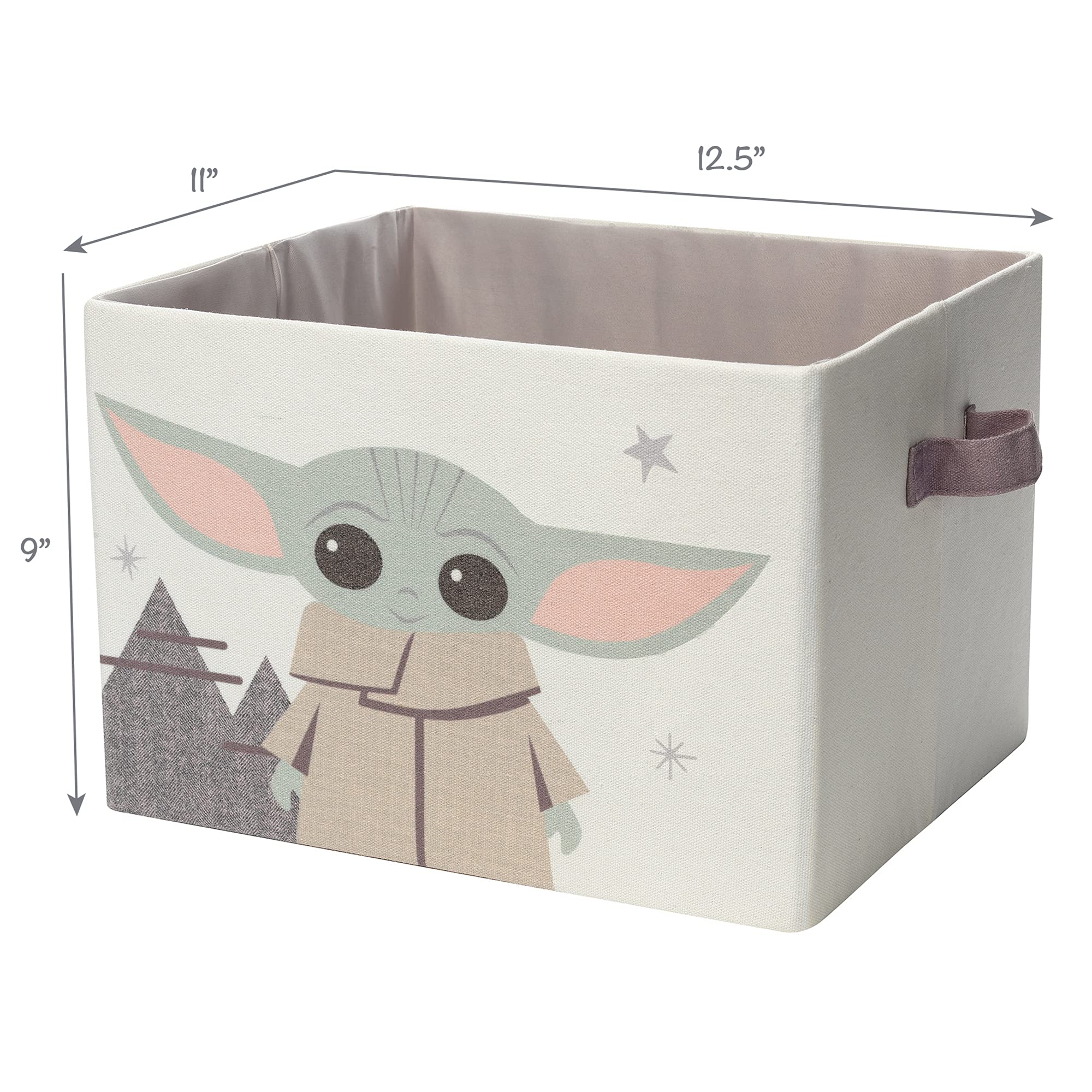 Lambs & Ivy Grogu bin cotton canvas with gray lining