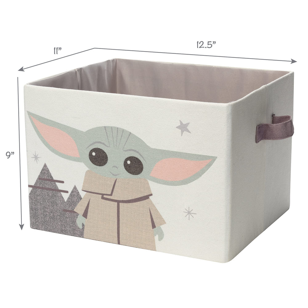 Lambs & Ivy Grogu bin cotton canvas with gray lining