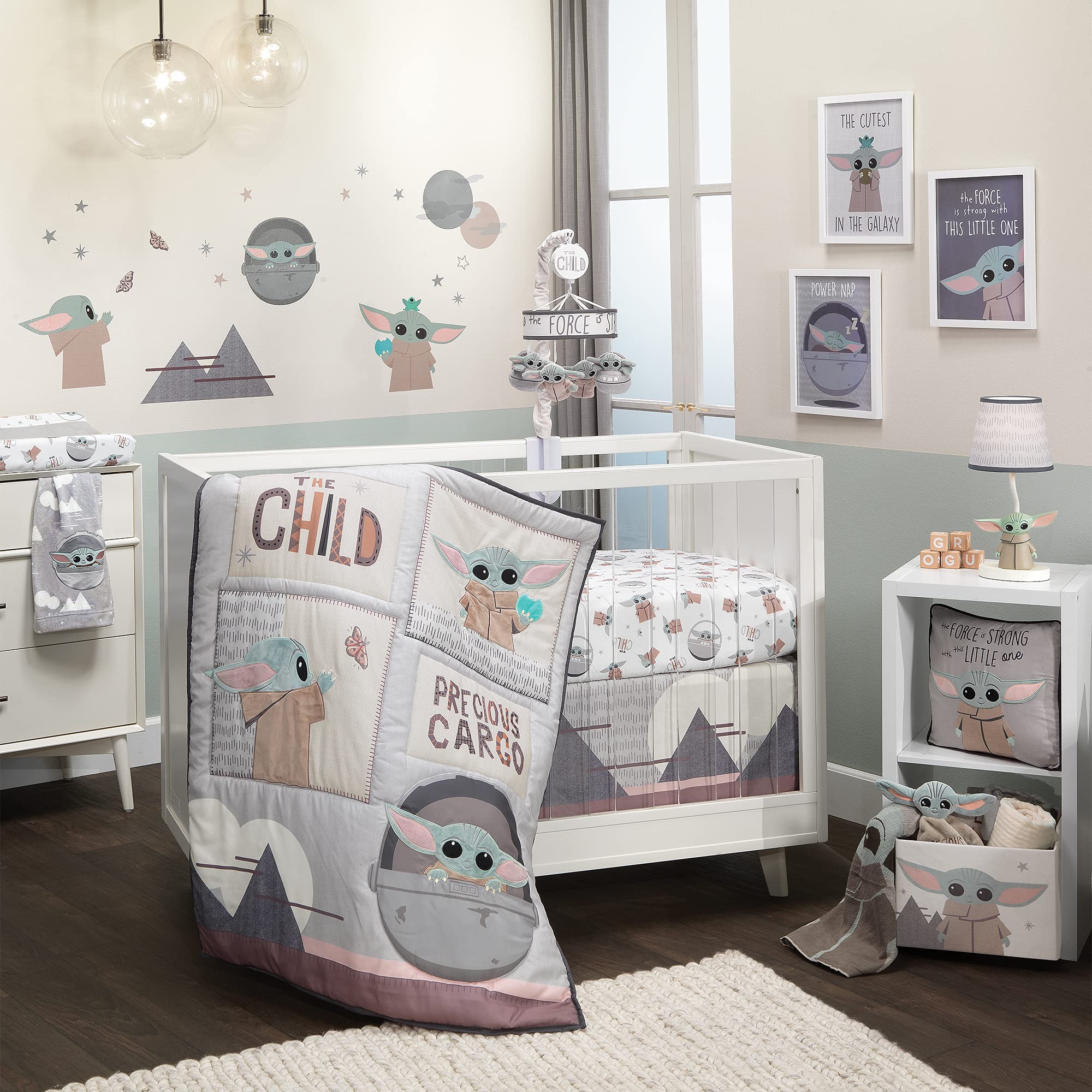 Lambs & Ivy Grogu bin complements nursery decor while organizing plush toys