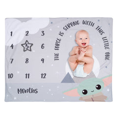 Lambs & Ivy Star Wars milestone blanket front view with plush fleece for cozy photo moments