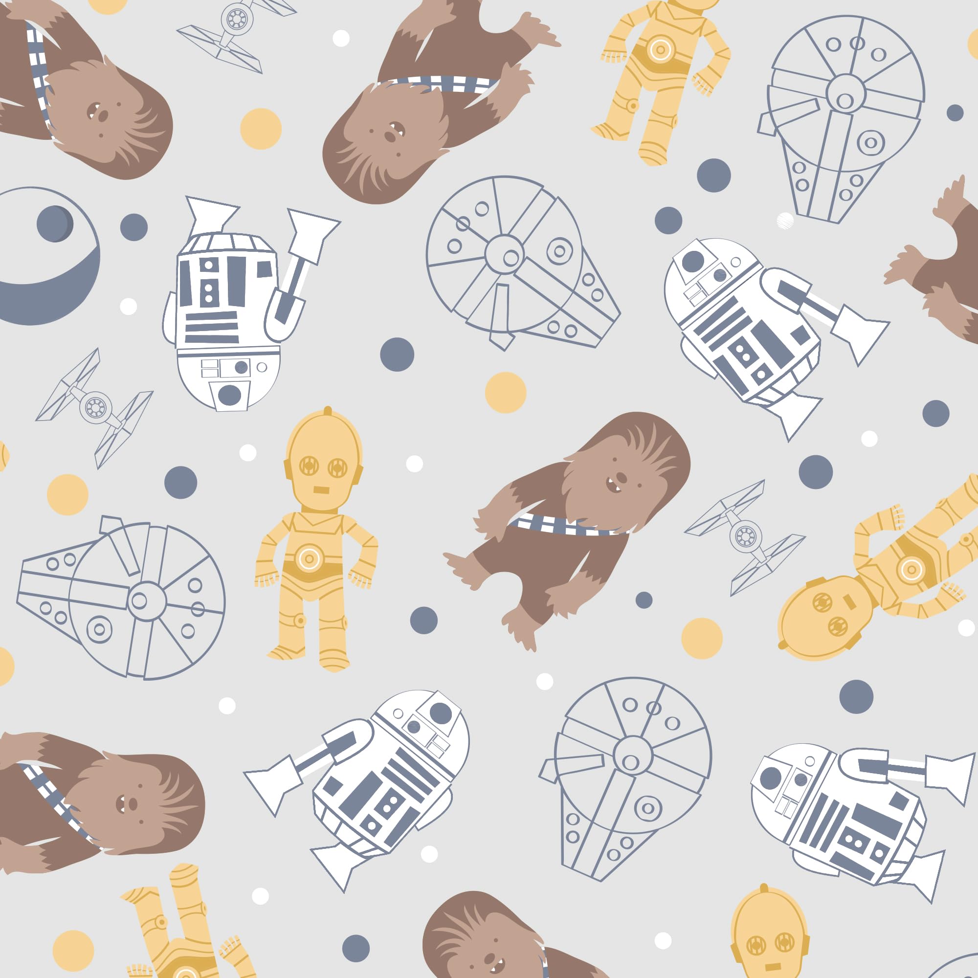 Lambs & Ivy Millennium Falcon on gray background crib sheet promotes calm nursery