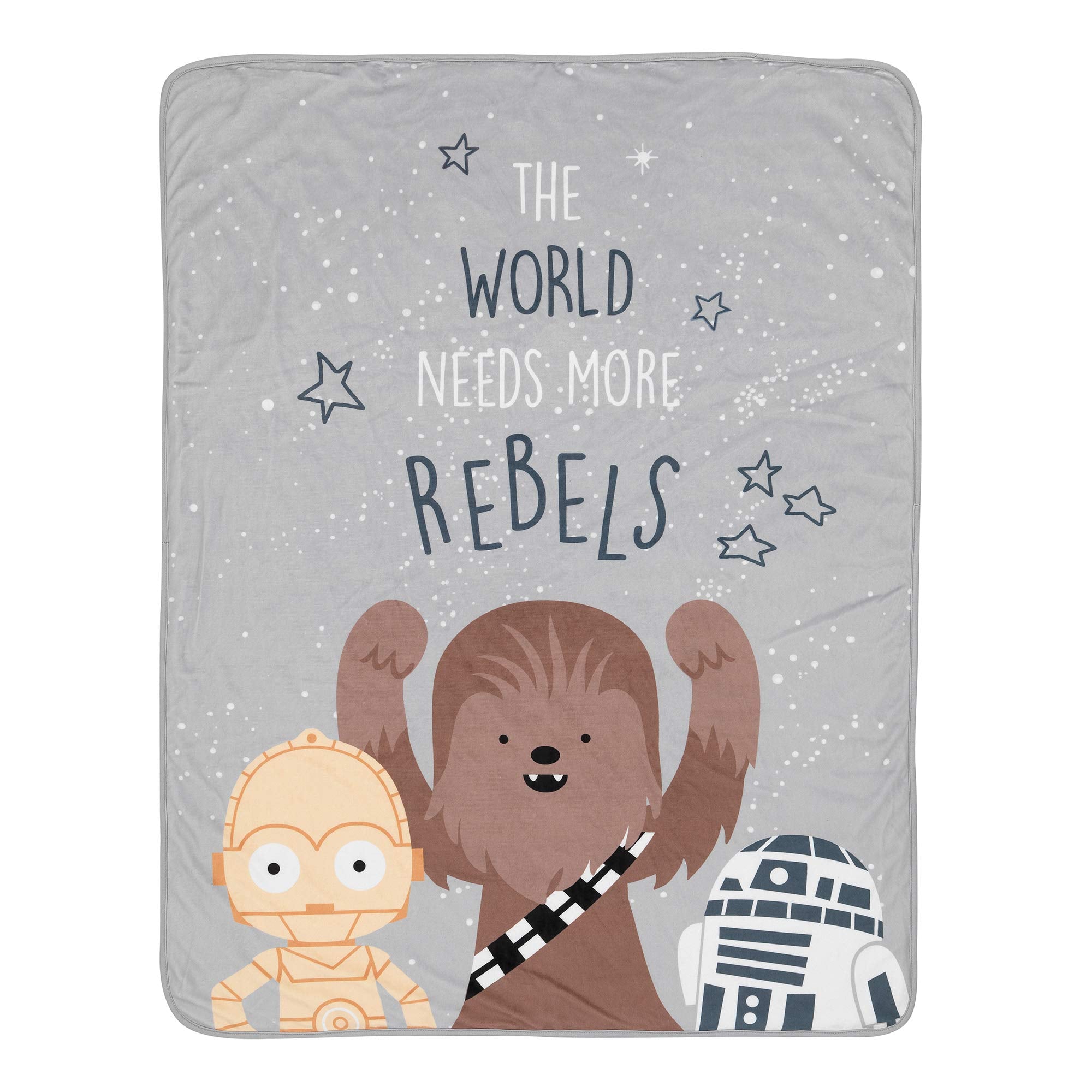 Lambs & Ivy Star Wars Rebels blanket front features Chewbacca for cozy stroller snuggles.