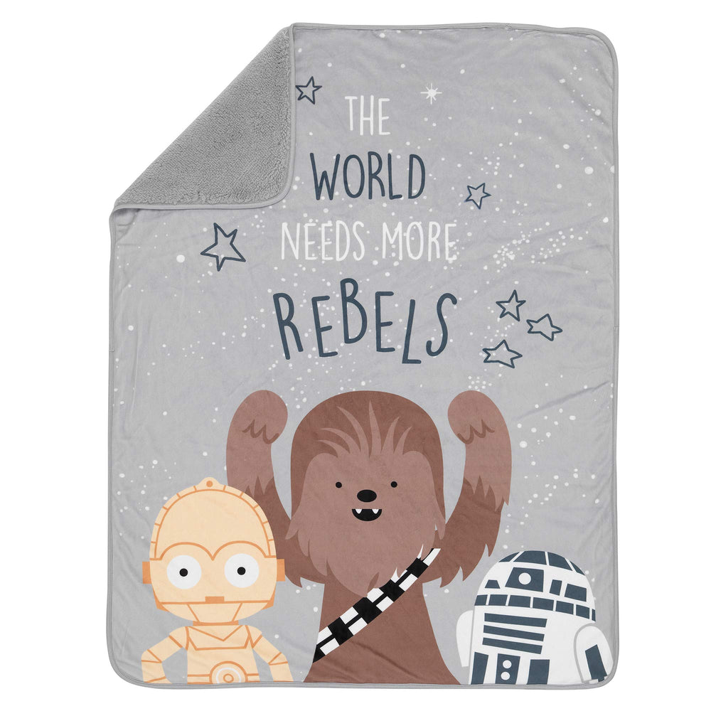 Lambs & Ivy Rebels blanket size 30x40 inches ideal for stroller use.
