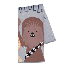 Lambs & Ivy Star Wars Rebels blanket top text reads World Needs More Rebels for playful detail.