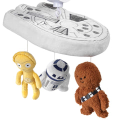 Lambs & Ivy Star Wars mobile characters rotation supports sensory exploration.