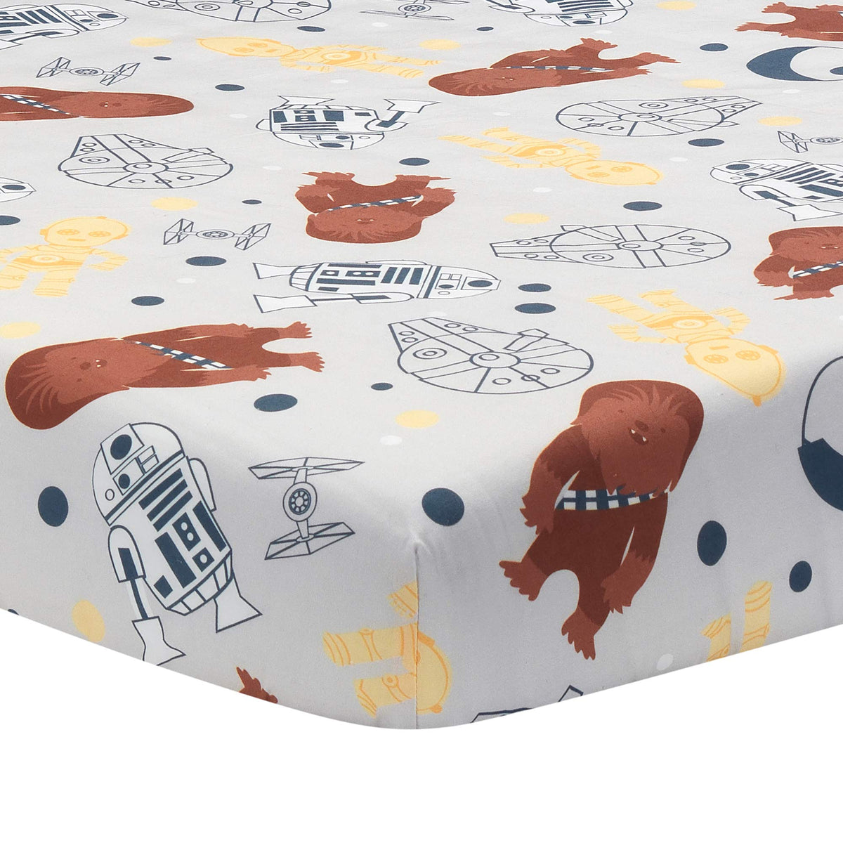 Lambs & Ivy Star Wars Millennium Falcon crib sheet with iconic ship for cozy nursery decor