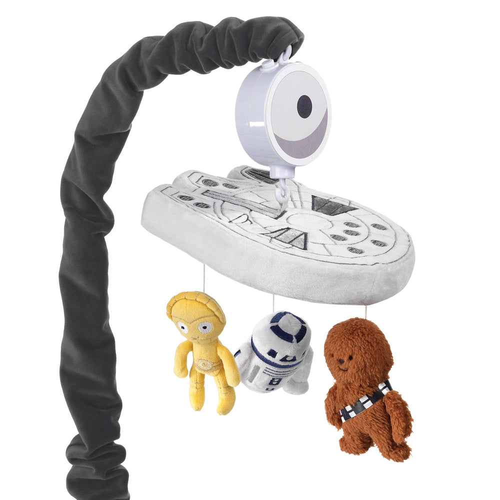 Lambs & Ivy Star Wars Millennium Falcon mobile top view promotes visual tracking.