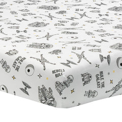 Lambs & Ivy Star Wars Rebels Rule sheet closeup highlighting breathable cotton finish for nursery comfort.