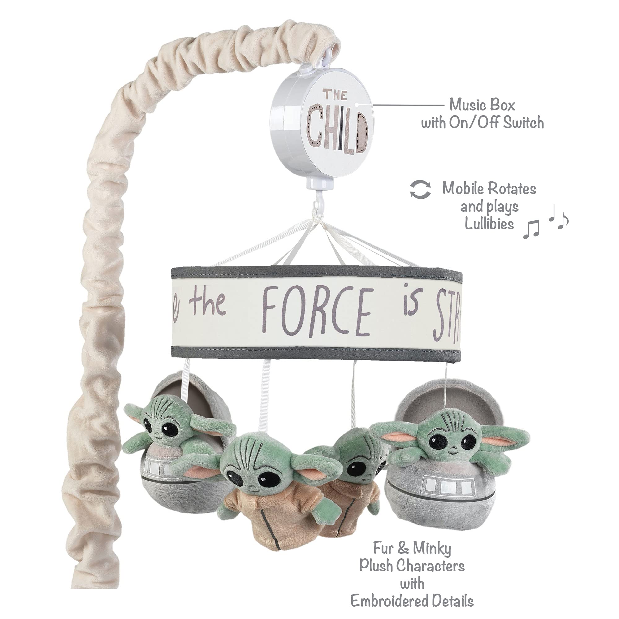 Lambs & Ivy Star Wars unit features volume control for customizable sound levels.