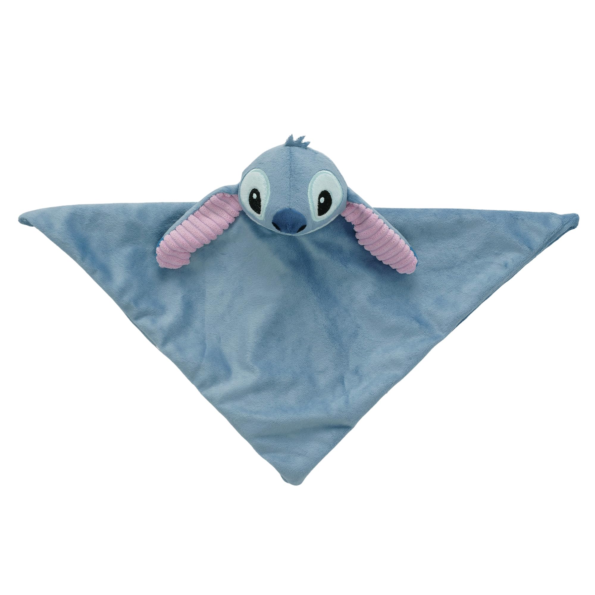 Lambs & Ivy Stitch dusty-blue velour image highlights durable appliqué embroidery.