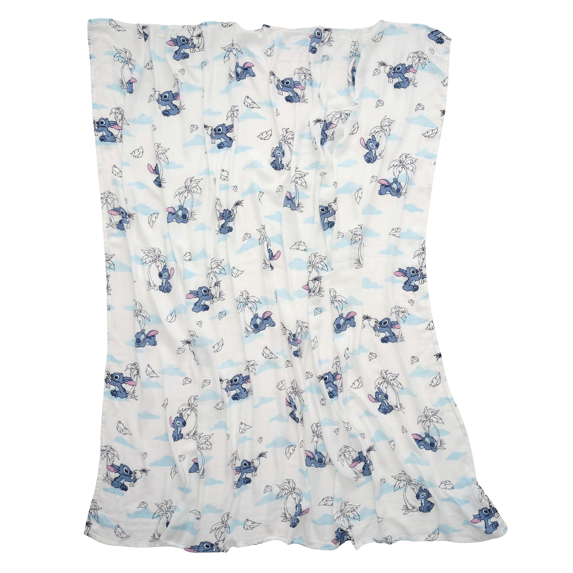 Lambs & Ivy swaddle blanket close-up texture—breathable viscose muslin for year-round comfort.