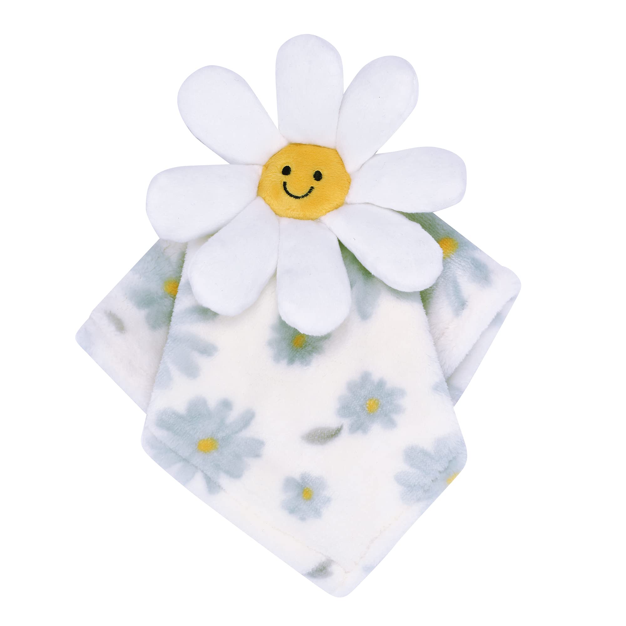 Lambs & Ivy Sweet Daisy Lovey closeup—soft velour flower for soothing baby.