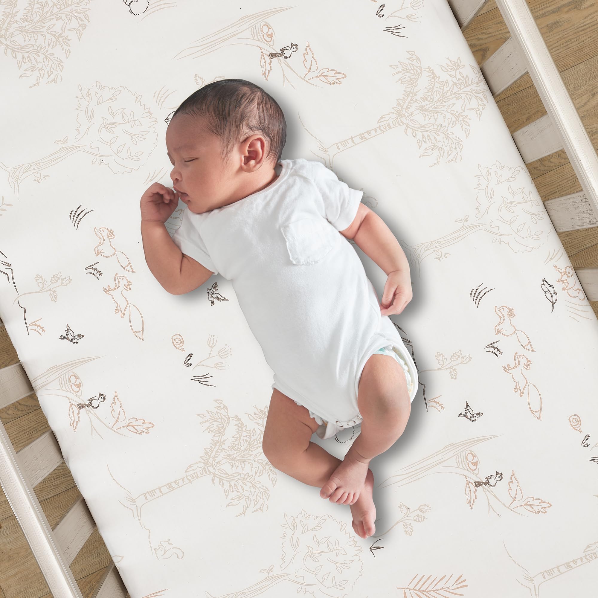 Lambs & Ivy Treetop crib skirt with chevron inset