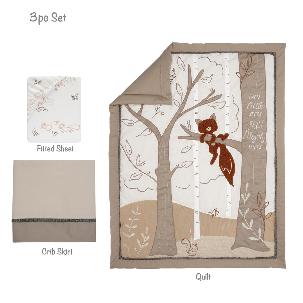 Lambs & Ivy Treetop nursery setup view with woodland theme