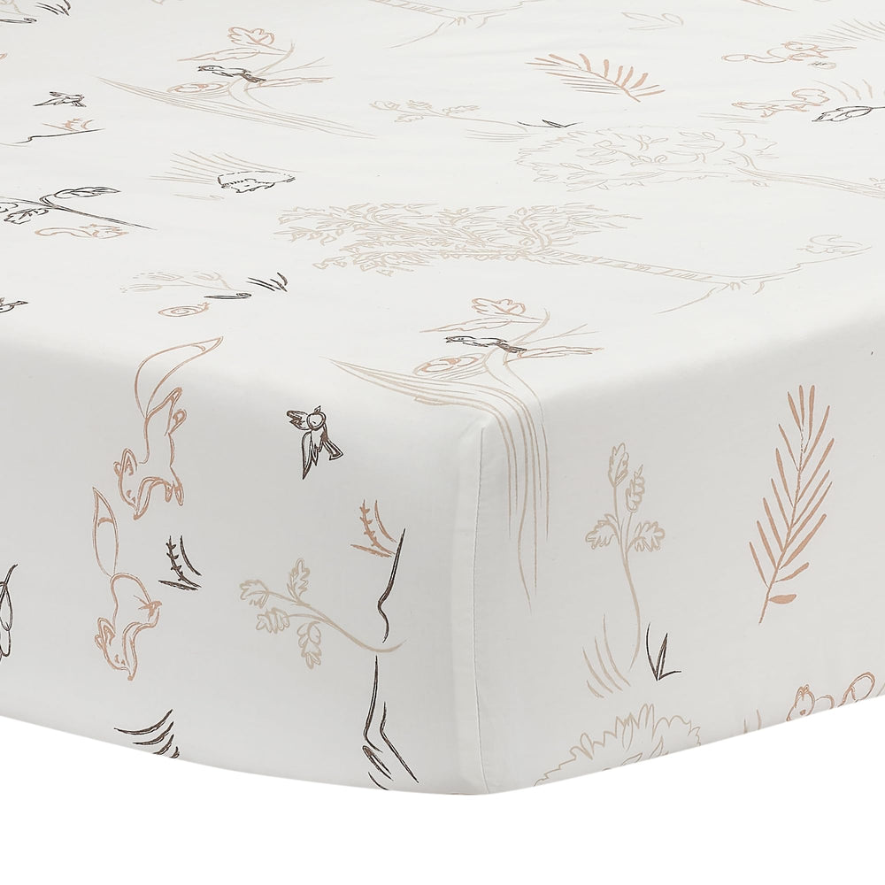 Lambs & Ivy Treetop fitted sheet with animals and trees for playtime