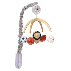 Lambs & Ivy mobile includes volume control for adjustable sound levels.