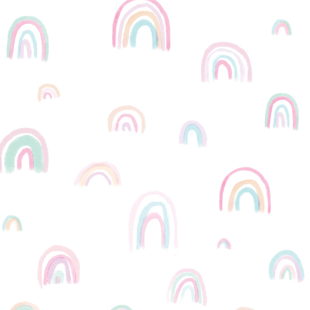 Lambs & Ivy Watercolor Rainbow sheet on a crib in a cozy nursery setup, ideal everyday use.