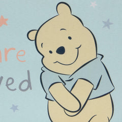 Lambs & Ivy Winnie the Pooh blue storage basket—durable canvas with soft gray lining.