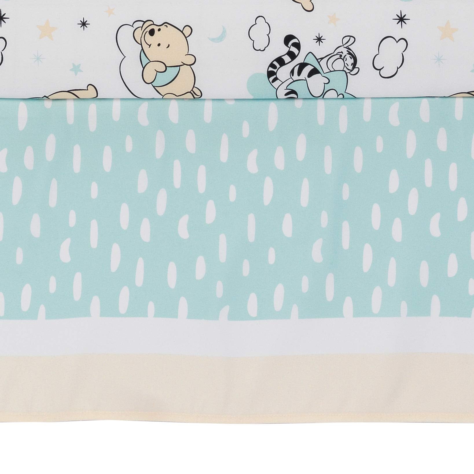 Lambs & Ivy Winnie the Pooh Hugs embroidered characters add tactile interest for baby’s gaze.