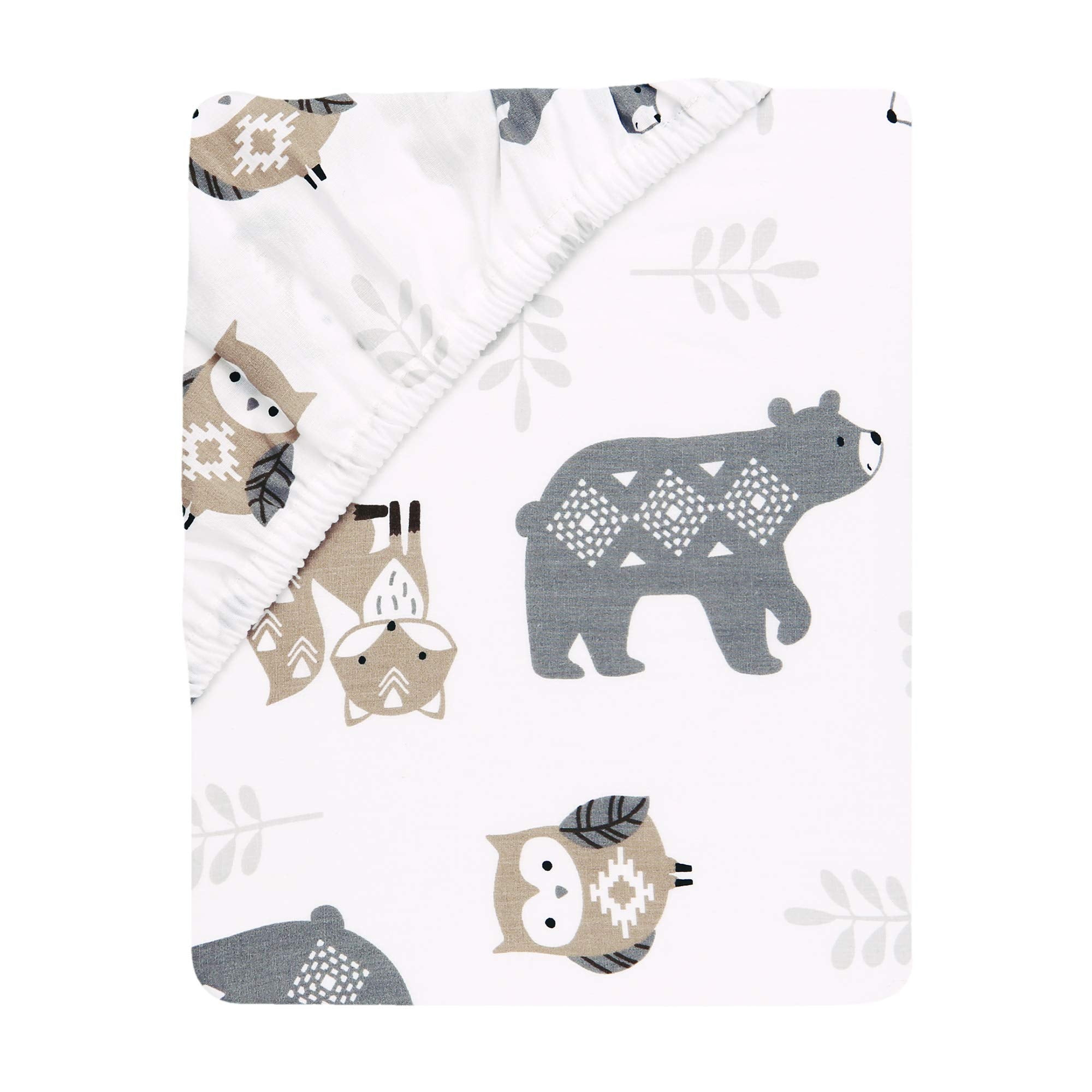Lambs & Ivy Woodland Forest design features an adorable woodland print on a soft crib sheet.