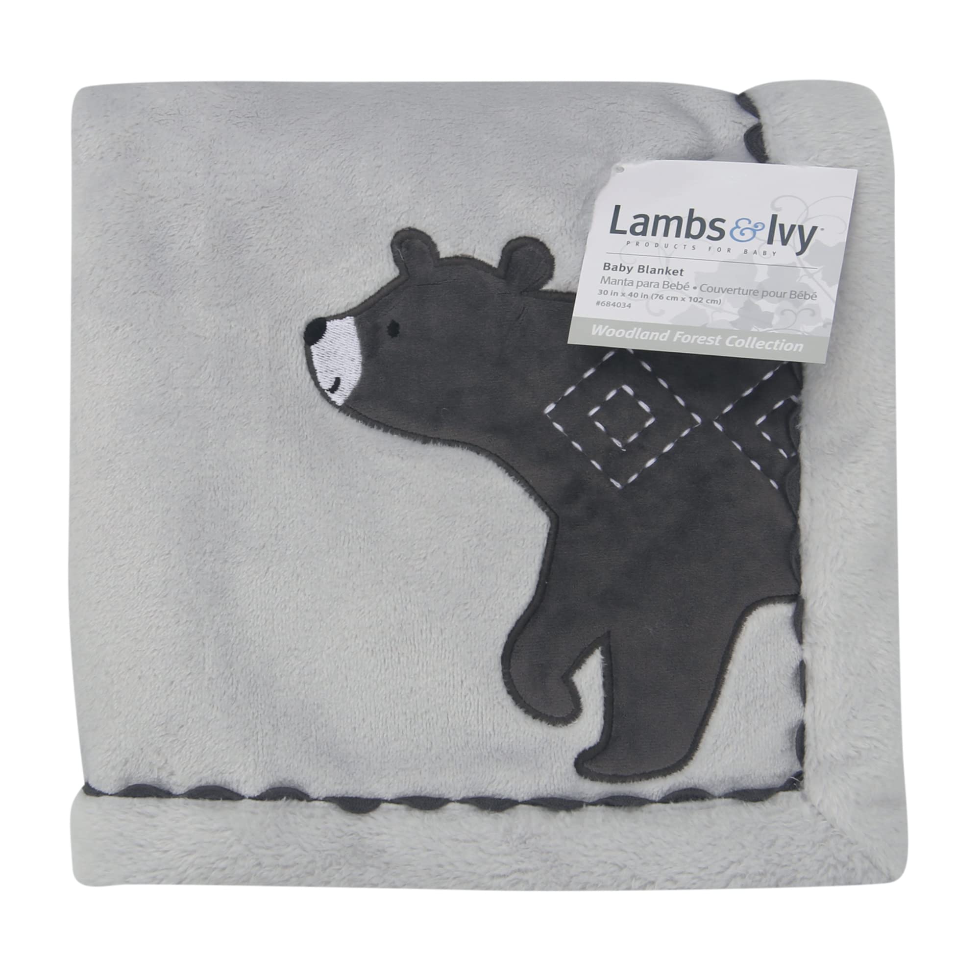 Lambs & Ivy blanket folded for travel warmth in stroller or car seats.
