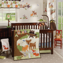 Lambs & Ivy Woodland Tales arm cover in brown coordinating with the mobile for crib safety and style.