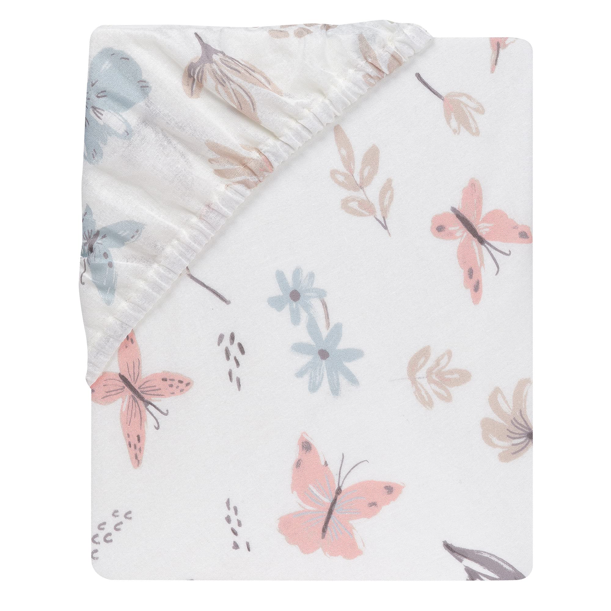 Lambs Ivy Baby Blooms fabric close-up shows breathable cotton weave for baby comfort