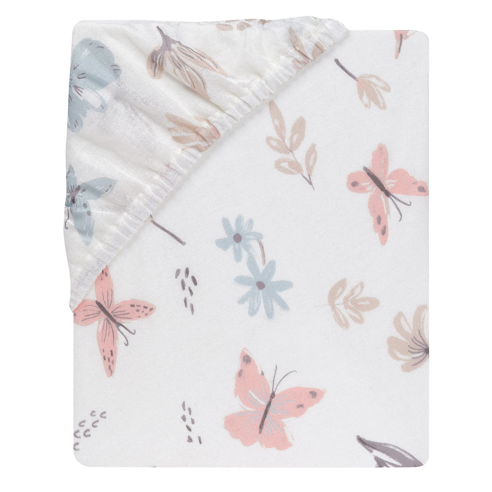 Lambs Ivy Baby Blooms fabric close-up shows breathable cotton weave for baby comfort
