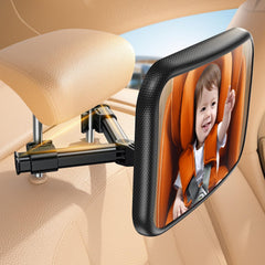 Lamicall Baby Car Mirror with triangle clip securing to headrest for stable viewing